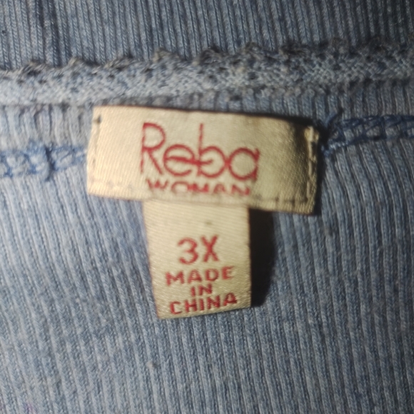 Reba Blue Top With Silver Cross 3X - Picture 2 of 4